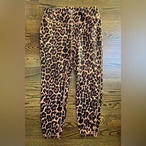 J. Crew Weekend Size XL Black Brown Leopard Print Cotton Leggings